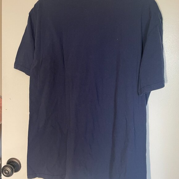 L Blue and White Men's Short Sleeve T-shirt - Picture 4 of 4